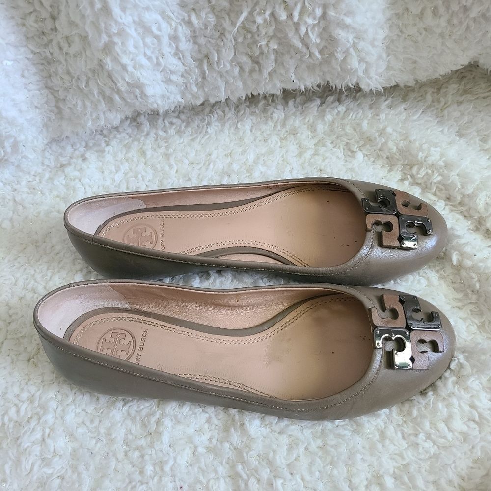 Tory Burch Lowell Logo Leather Ballet Flats‎ sz 7
